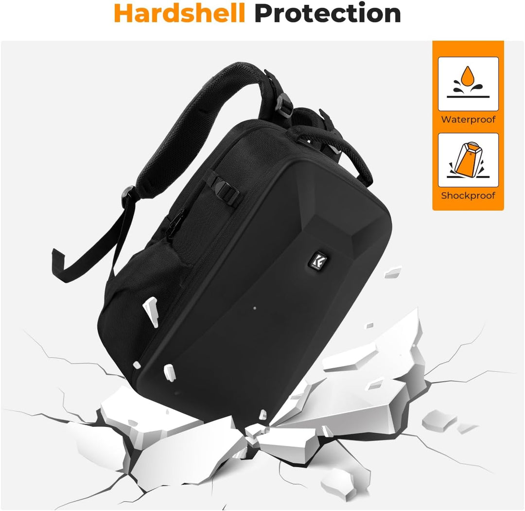 K&F Concept Kamerarucksack Fotorucksack mit Hartschale Kameratasche mit 15,6-Zoll-Laptopfach und Reg