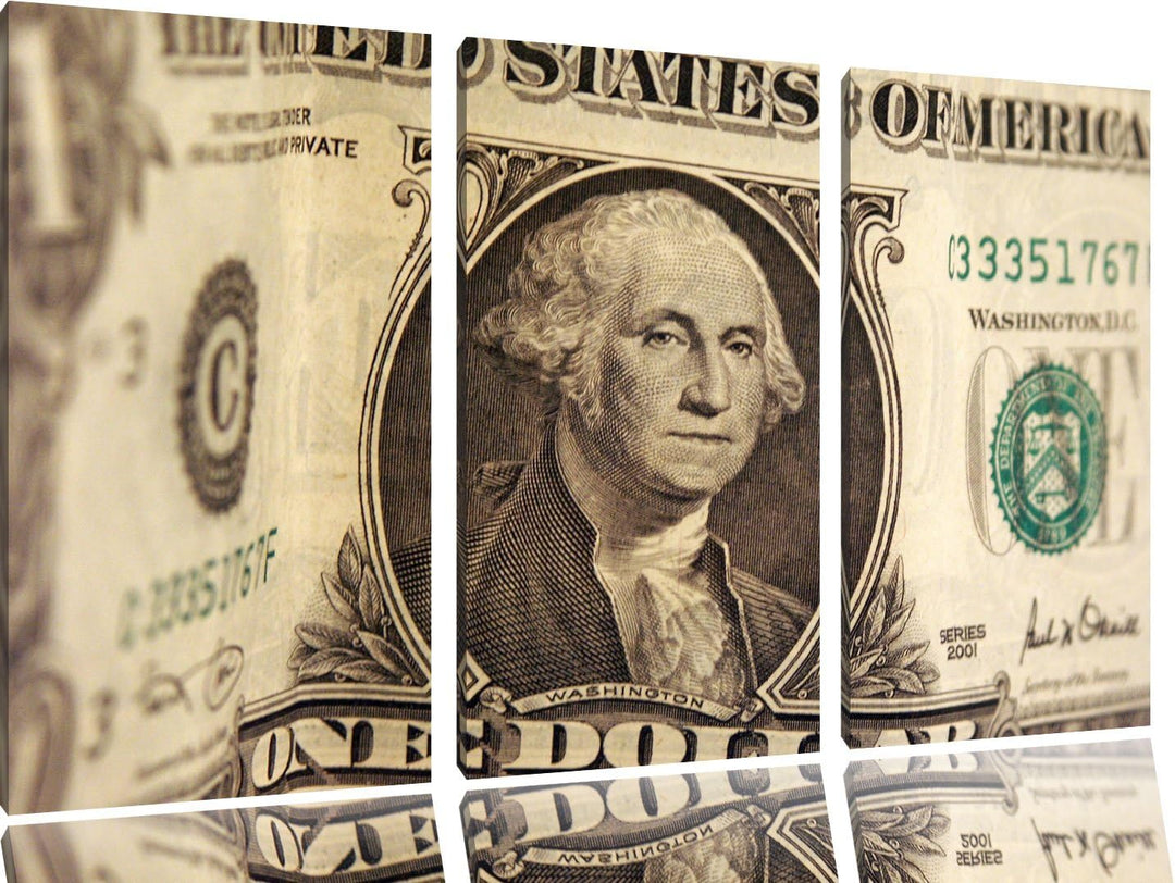 Geldschein Dollar als 3-Teiler Leinwandbild 120x80 Bild auf Leinwand, XXL riesige Bilder fertig gera