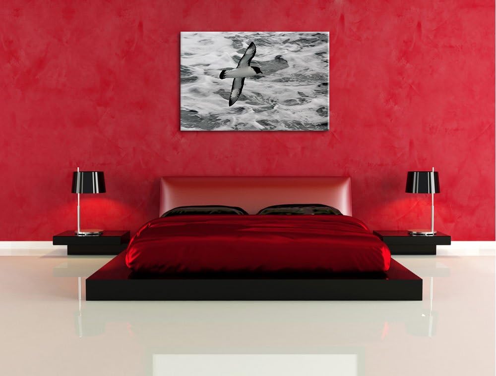 prächtige Möwe fliegt über Wasser Leinwand, XXL riesige Bilder fertig gerahmt mit Keilrahmen, Kunstd