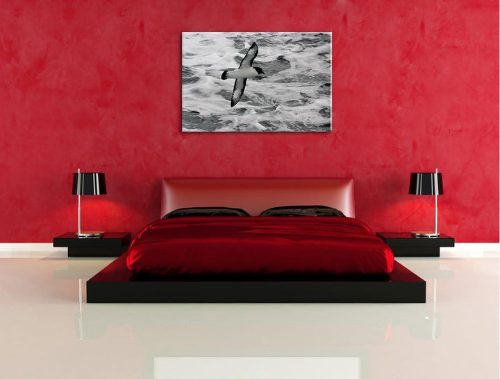 prächtige Möwe fliegt über Wasser Leinwand, XXL riesige Bilder fertig gerahmt mit Keilrahmen, Kunstd