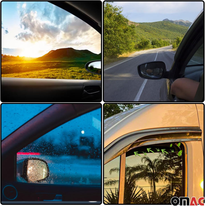 OMAC Regenabweiser Windabweiser kompatibel mit FIAT Fullback 2016-2021 Windschutz Schwarz 4 TLG