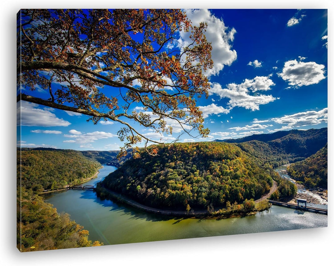 deyoli atemberaubender Flusslauf in West Virginia Format: 80x60 als Leinwandbild, Motiv fertig gerah