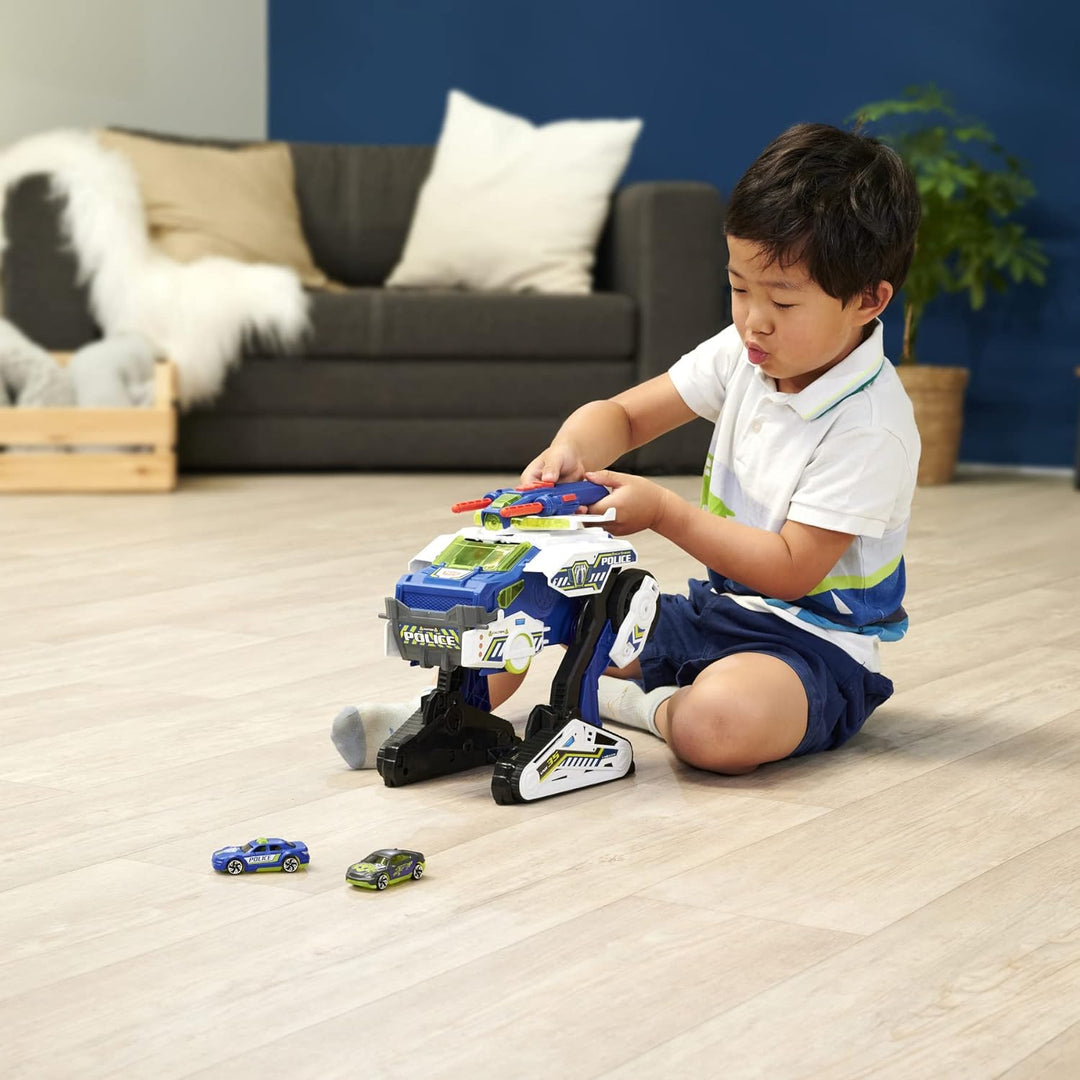 Dickie Toys Rescue Hybrids Polizei-Fahrzeug Police Bot (35 cm) - futuristisches Polizeiauto (gross)
