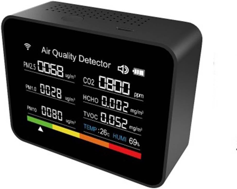 13 In 1 Luftqualität Monitor CO2 Meter Temperatur & Luftfeuchtigkeit Tester TVOC PM2.5 Schwarz, Schw