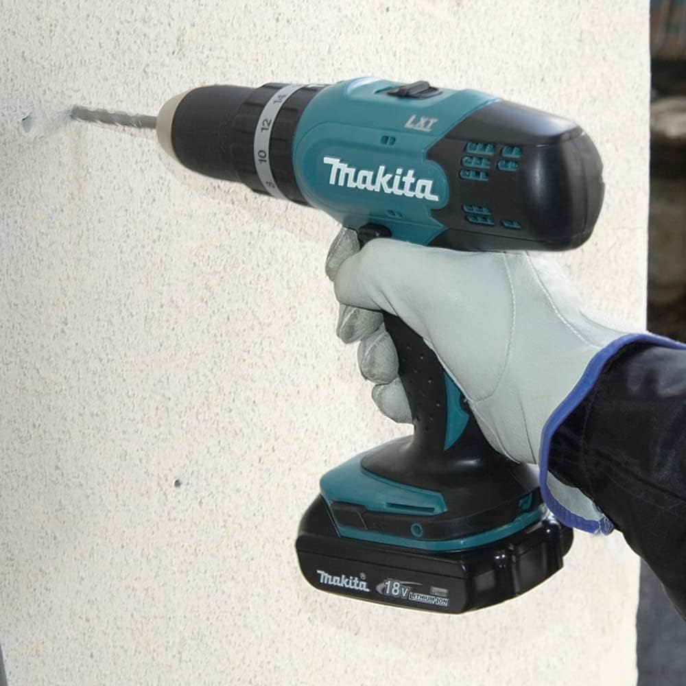 Makita DHP453RFX2 Akku-Schlagbohrschrauber 18 V / 3,0 Ah im Alukoffer + 96tlg. Zubehör-Set, Blau/Sil