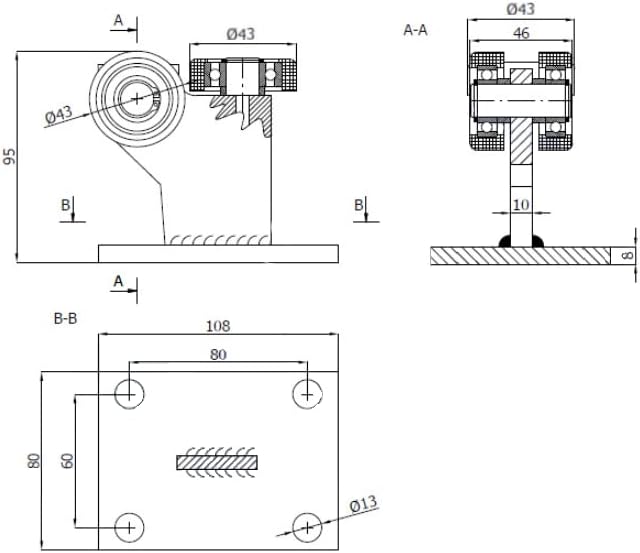 KOTARBAU® 2er Set Laufrolle für Schiebetor ohne Höheneinstellung ⌀ 43 mm 3 Rollen Robuste Ausstattun