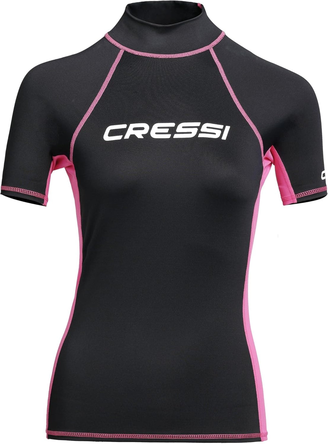 cressi Damen Rash Guard Lady Rashguard Kurze Ärmel Schwarz/Rosa XS, Kurze Ärmel Schwarz/Rosa XS