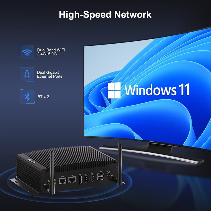 HISTTON Lüfterloser Mini PC Windows 11 Pro, Industrie PC Core i7-10810U, DDR4 32GB RAM 512GB M2. SSD