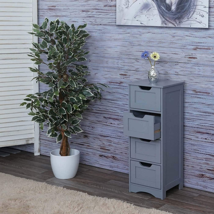 Mendler Kommode HWC-B65, Schubladenschrank Schrank, 4 Schubladen 80x30x30cm - grau, Grau