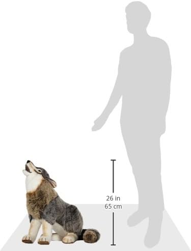 Steiff Snorry Wolf hellgrau sitzend 60 cm, Kuscheltier Wolf, Plüschtier aus streichelweichem Webpelz