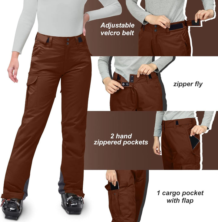 33,000ft Damen Skihose Outdoorhose Wasserdicht Winddichte Softshellhose Warme Gefütterte Thermohose