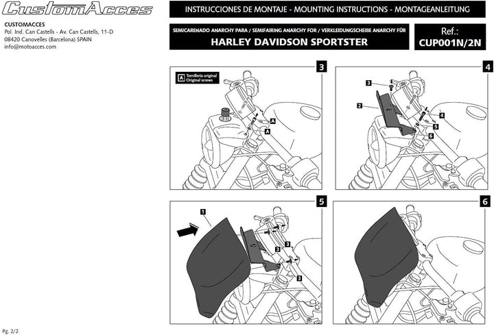 Verkleidungscheibe Free Spirit Modell Schwarz Customacces für Harley Davidson Sportster 883 Low 04'-