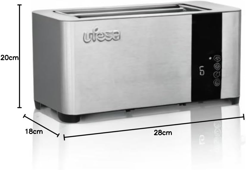 Ufesa Duo Plus Delux Toaster 2 Scheiben aus Edelstahl, LCD-Digitalbildschirm, 1400 W, Toaster Langsc