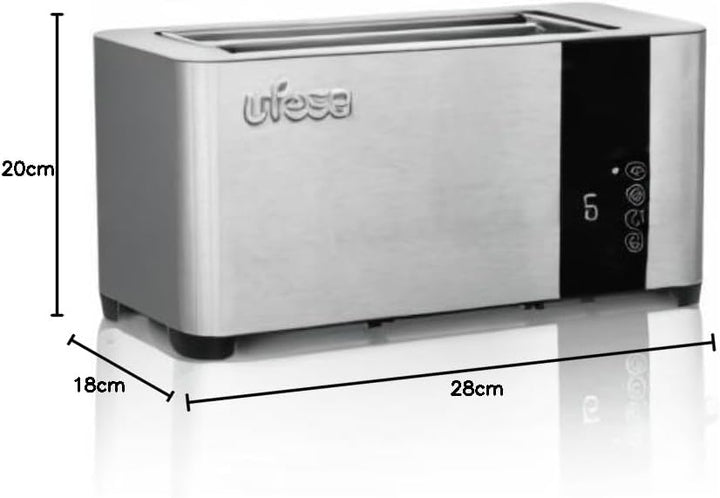 Ufesa Duo Plus Delux Toaster 2 Scheiben aus Edelstahl, LCD-Digitalbildschirm, 1400 W, Toaster Langsc