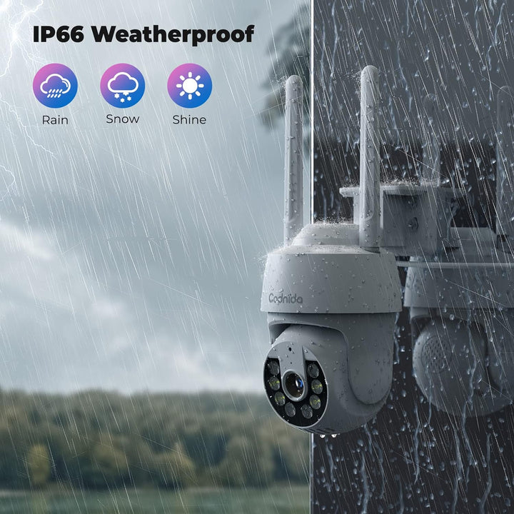 Codnida 2K Überwachungskamera Aussen WLAN Kamera Überwachung Aussen 360° Ansicht 3MP Kamera mit 2-We