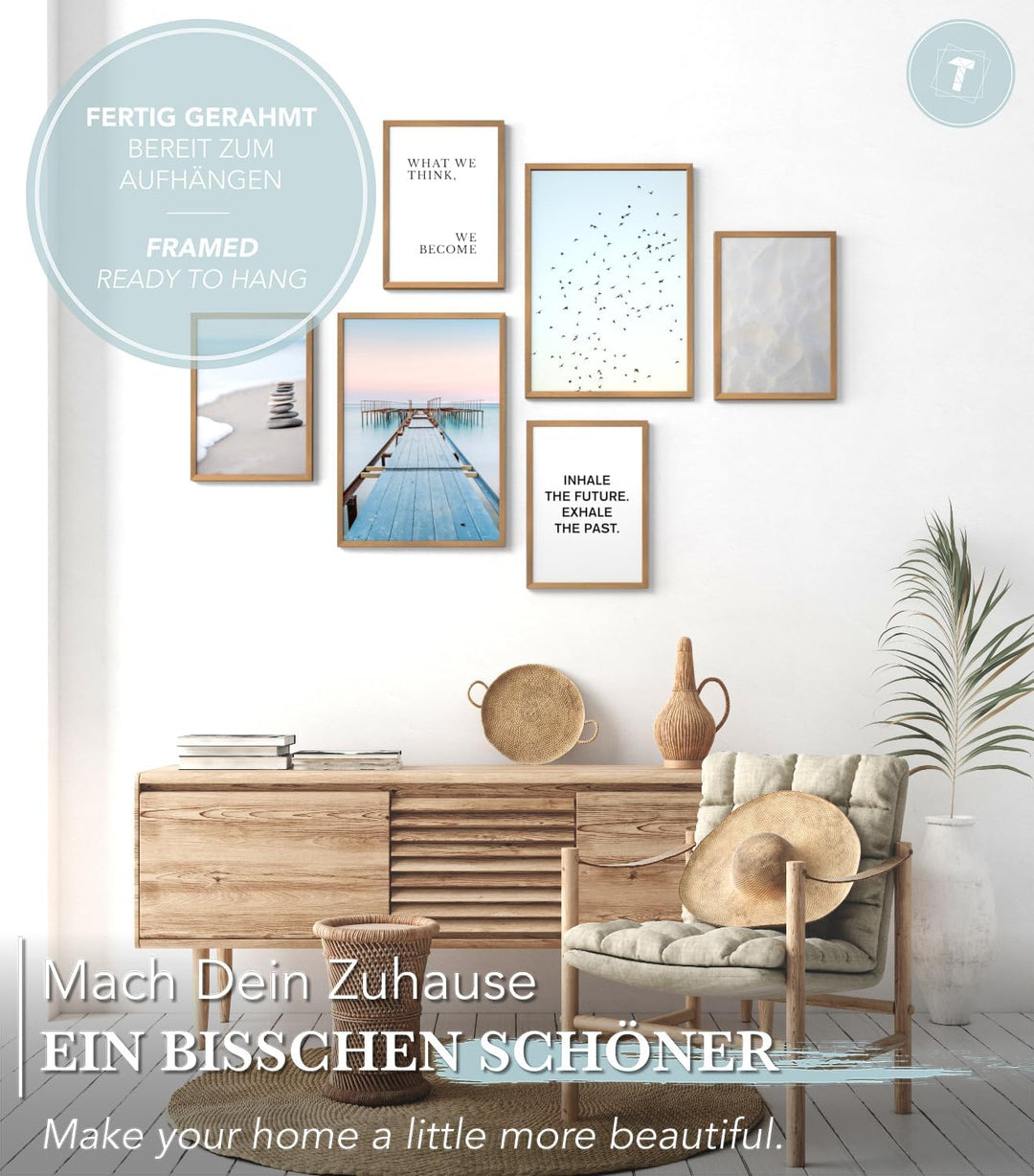 Papierschmiede® Mood Poster Set Zeitlos, Bilder Set mit Rahmen (Farbe wählbar) Wohnzimmer Deko Moder