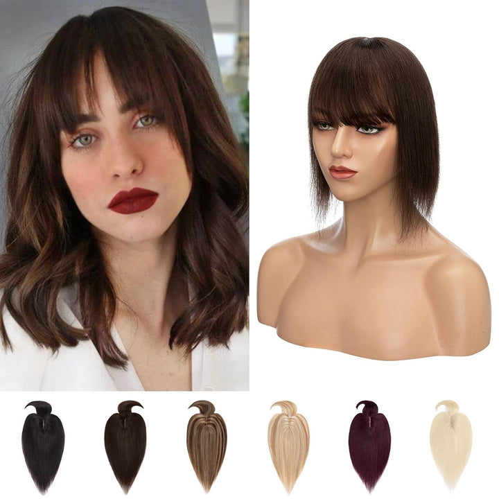 Silk-co Clip in Extension Echthaar Topeer Echthaar Haarteile Echthaar Toupet Haarverlängerung mit Fr