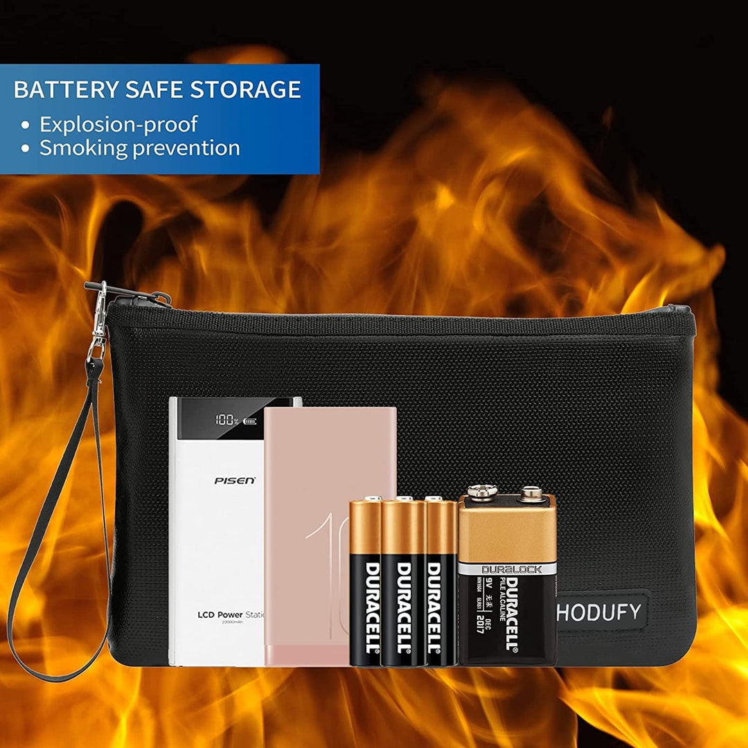 Hodufy Feuerfeste Tasche 2 Stück, Kleine Geldtasche(6.8 x 10.6 zoll), Geldtasche Feuerfest Wasserdic