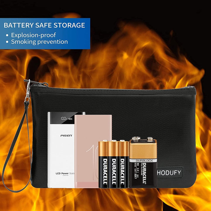 Hodufy Feuerfeste Tasche 2 Stück, Kleine Geldtasche(6.8 x 10.6 zoll), Geldtasche Feuerfest Wasserdic