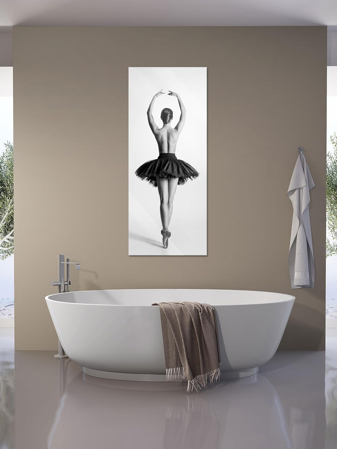 Glasbild Panorama | Wandbild aus Echtglas | sexy nackte Ballettpose | 100x40 cm | inkl. Aufhängung u