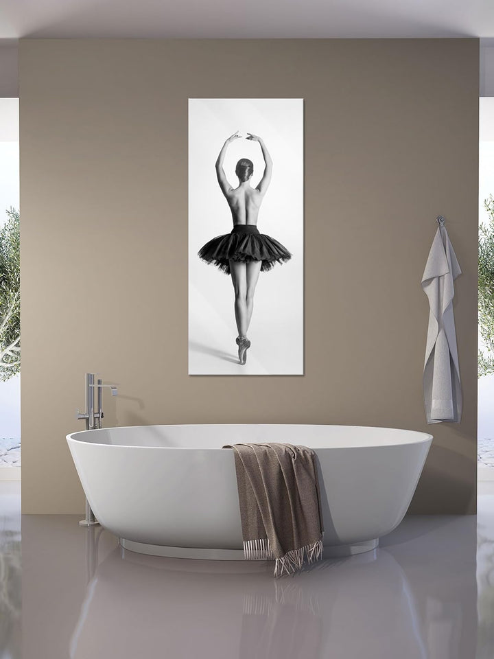 Glasbild Panorama | Wandbild aus Echtglas | sexy nackte Ballettpose | 100x40 cm | inkl. Aufhängung u