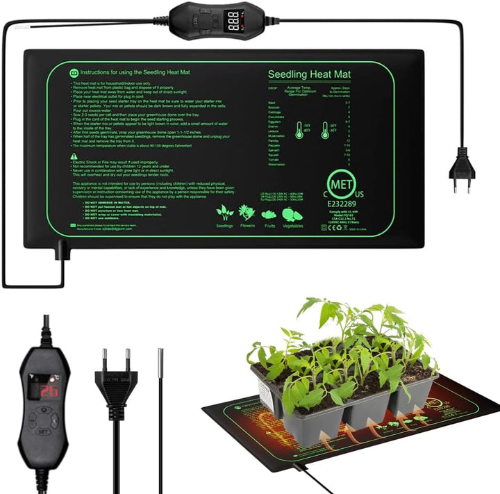 CJBIN Heizmatte Pflanzen mit Thermostat, 50W Zimmergewächshaus Wärmematte für Sämling Germination, P