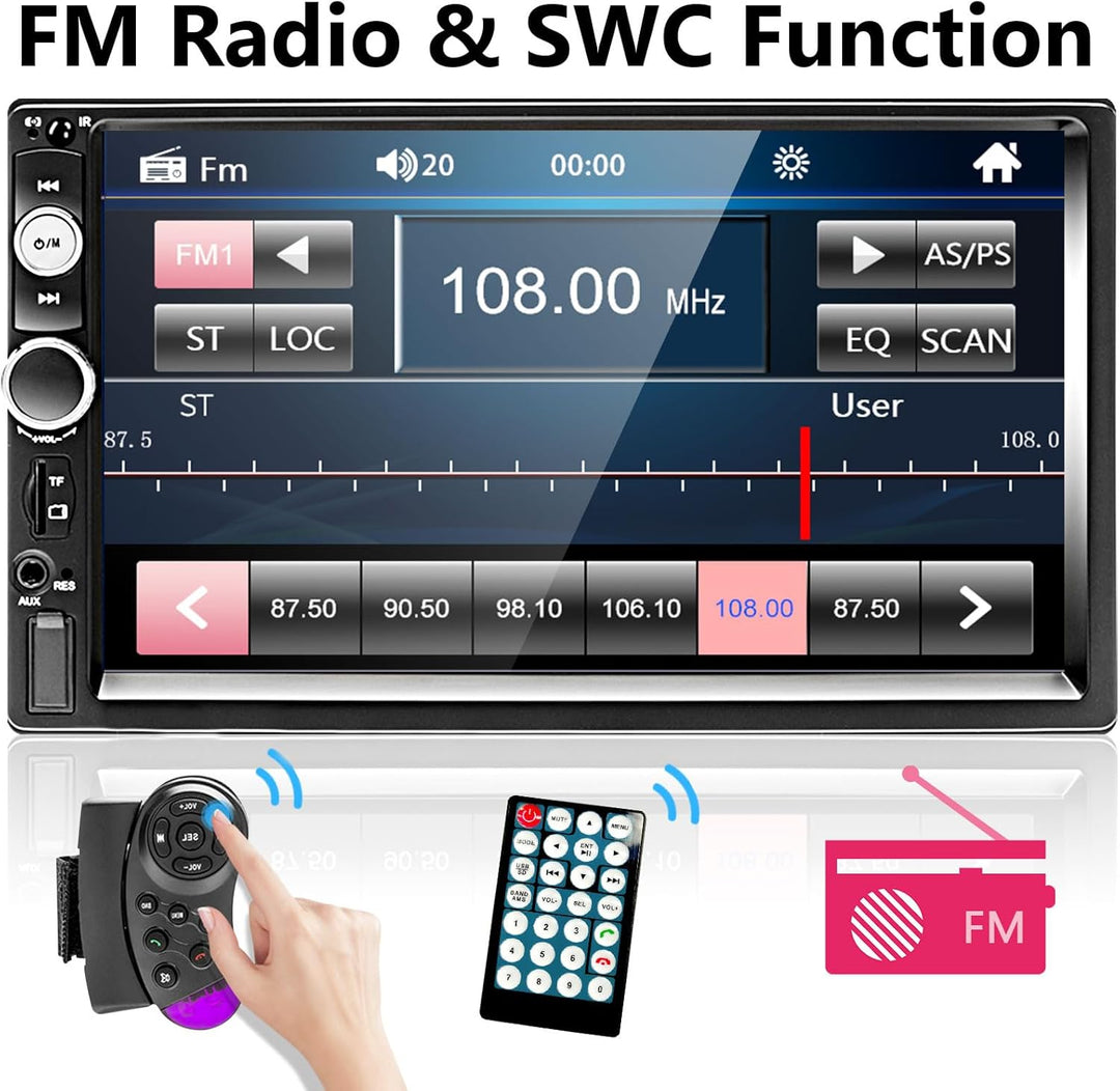 Hodozzy 2 Din Autoradio Bluetooth, Doppel Din Auto Stereo/Audio 7 Zoll Touchscreen MP5 Multimedia Ra