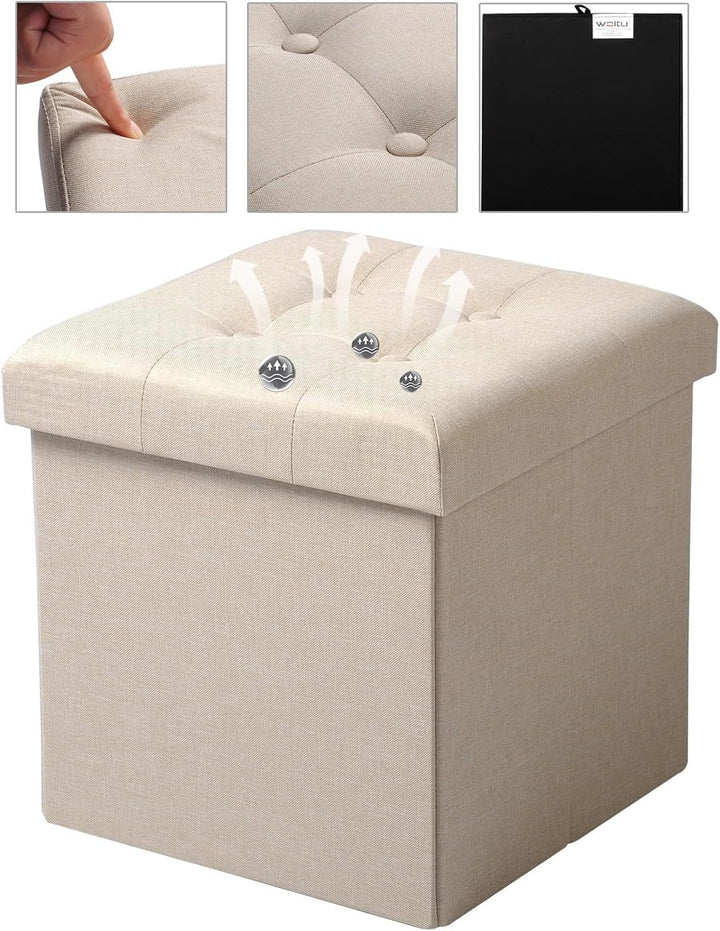 WOLTU 2er Set Sitzhocker mit Stauraum Sitzwürfel Sitzbank Faltbar Truhen Aufbewahrungsbox, Deckel Ab