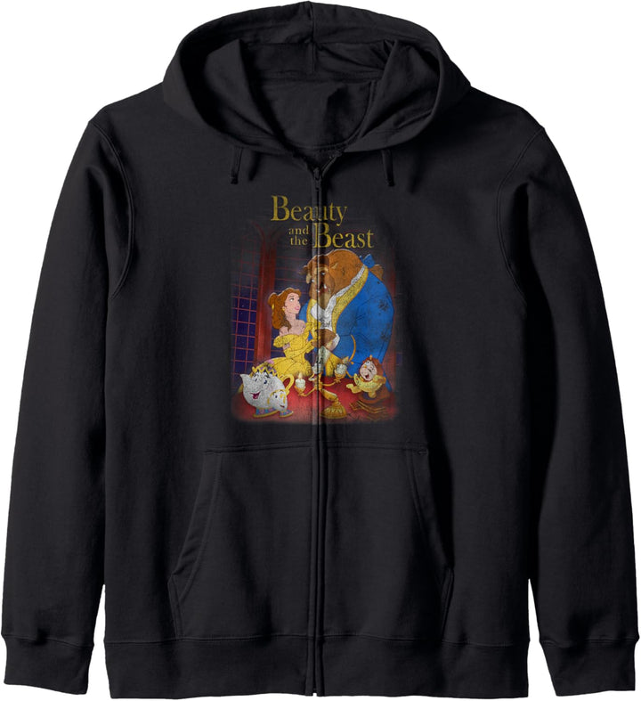 Disney Beauty And The Beast Distressed Vintage Group Shot Kapuzenjacke
