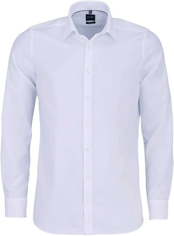 OLYMP Level Five Body fit Hemd extra Langer Arm New Kent Kragen Twill Stretch weiss 43 Weiss, 43 Wei
