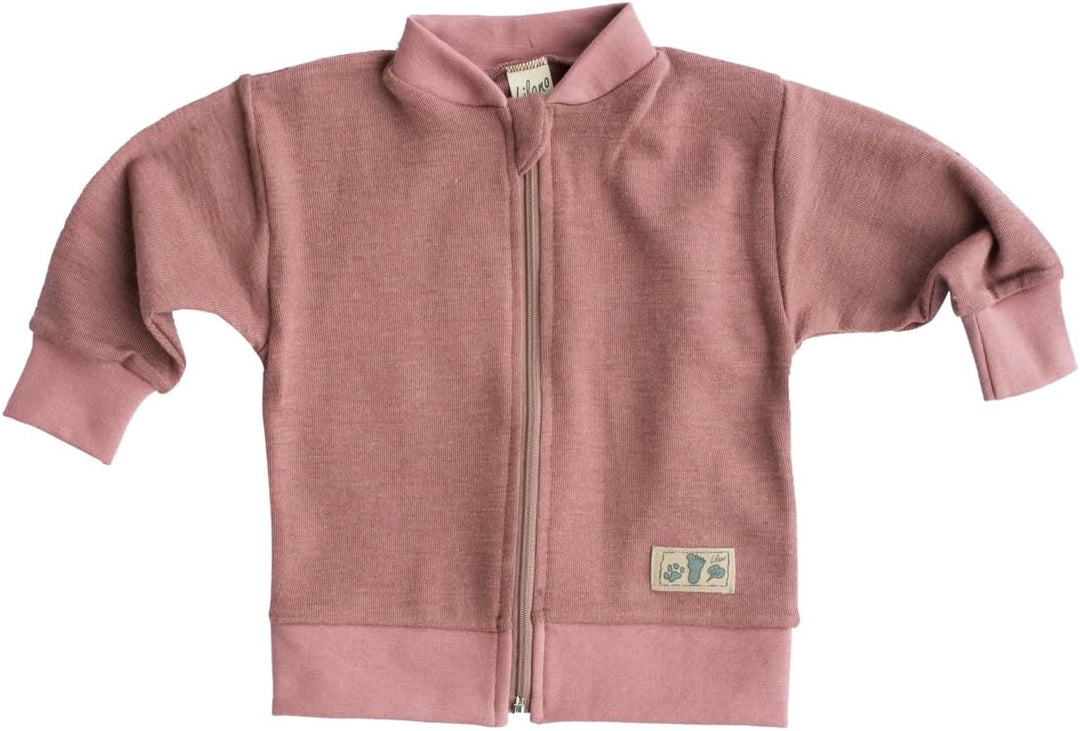 Lilano Wolle-Seide Baby- und Kleinkind Strickjacke, 70% Bio-Wolle, 30% Seide, mit Reissverschluss 74