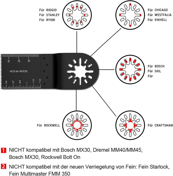 100 stk Sägeblatt Oszillierendes Zubehör Set Multifunktionswerkzeug Zubehör Set für Fein Multimaster