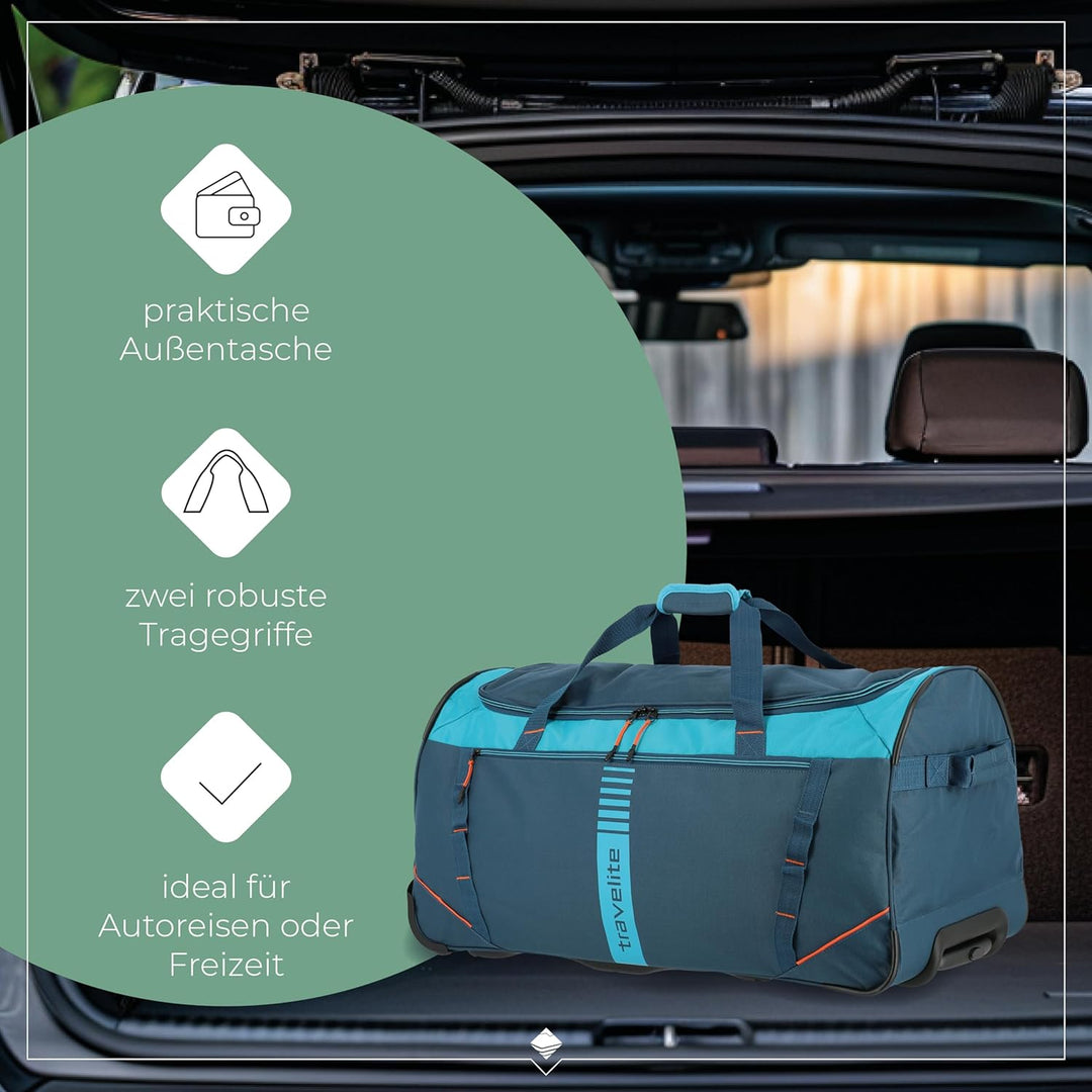 travelite 2-Rad Trolley Grösse L, Gepäck Serie BASICS ACTIVE: Weichgepäck Reisetasche mit Rollen im