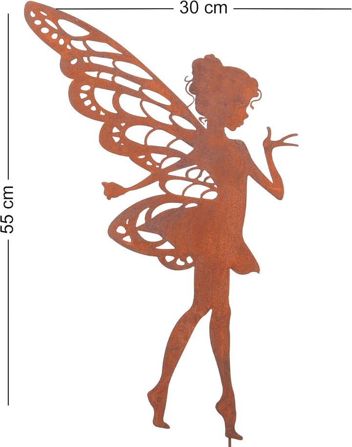 UNUS Zink Elfe gross, Gartendeko Rostoptik, Gartenstecker aus Edelrost, Rost Deko für Garten, Terras