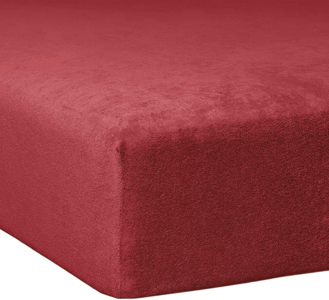 Traumschlaf Flausch Frottee Spannbettlaken Burgund, 90x190 cm - 100x200 cm Burgund 90x190 cm - 100x2