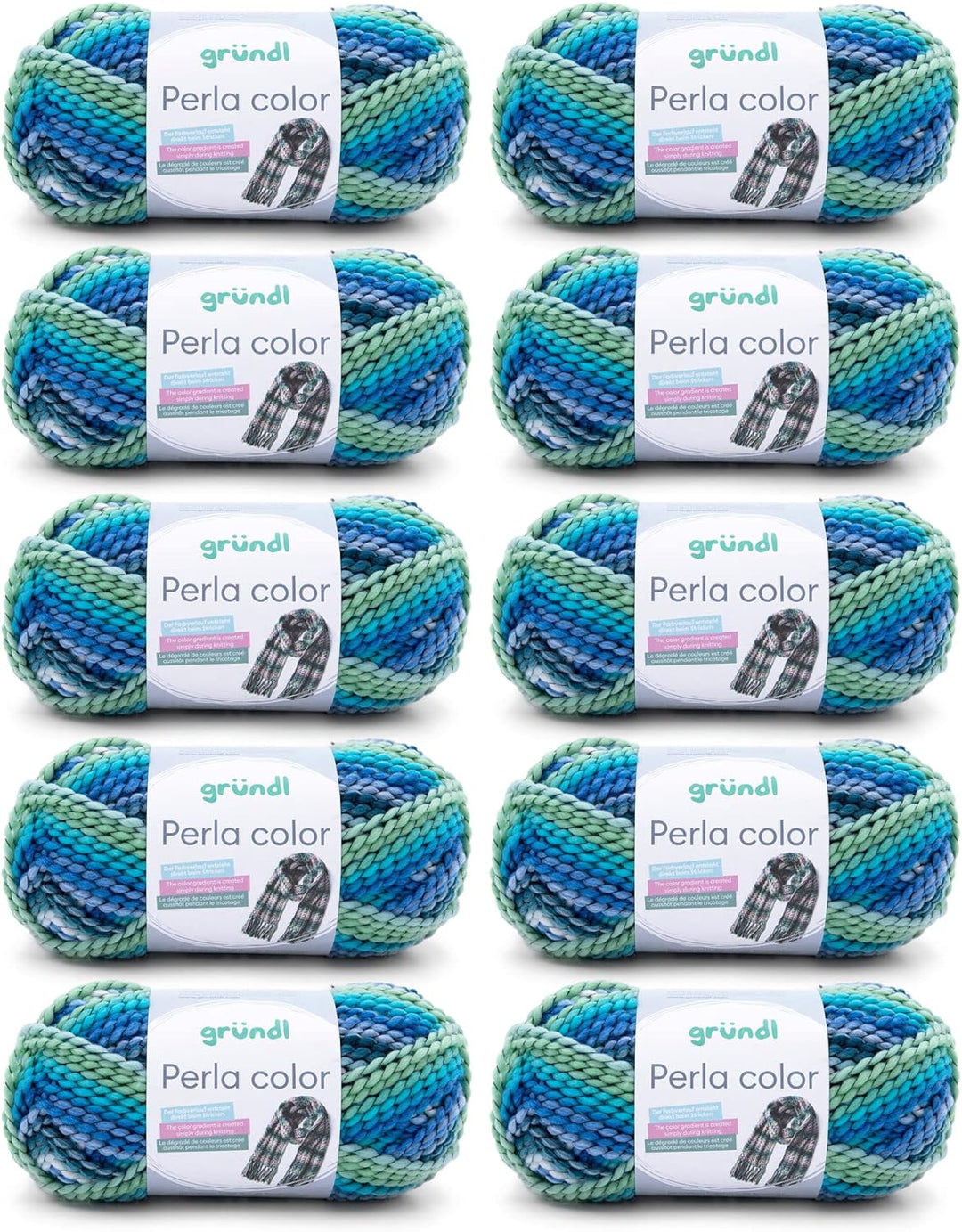 Gründl Wolle Perla color (wollähnliches Handstrickgarn aus 100% Polyester, 100 g / 90 m, Nadelstärke