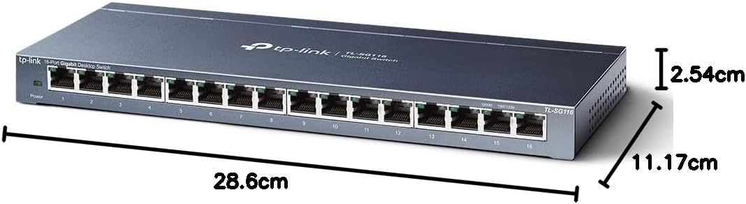 TP-Link TL-SG116 16-Ports Gigabit Netzwerk Switch (32 Gbit/S Switching-Kapazität, geschirmte RJ-45 P