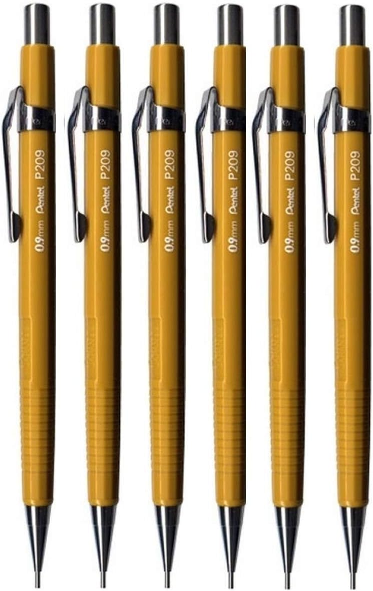Pentel P209-G P209-G Druckbleistift, 0,9 mm, Gelb, nachfüllbar, P200 Serie 1 0,9 mm (P209) Gelb, 1 0