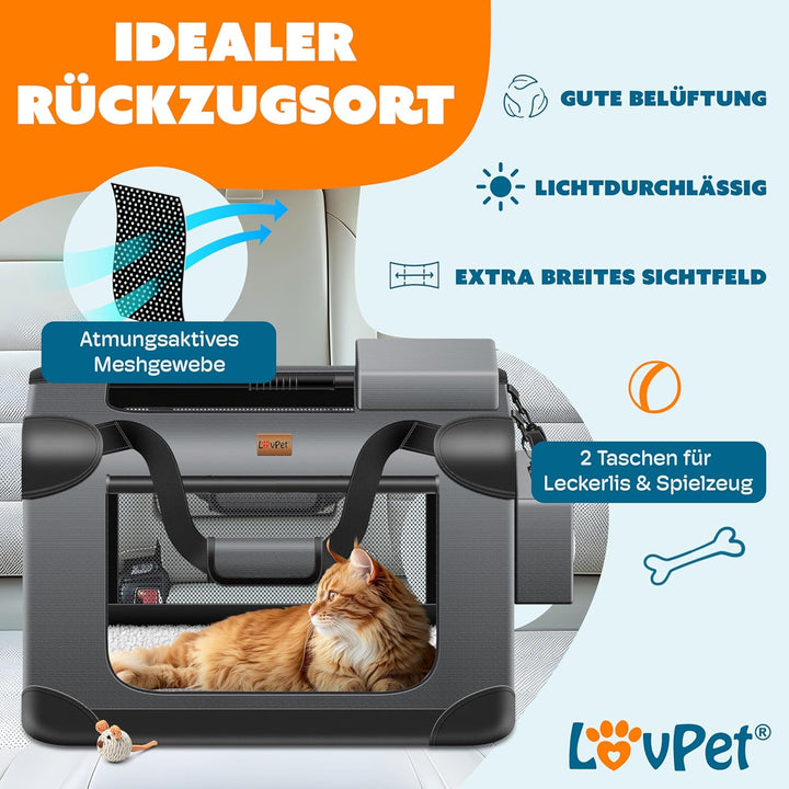 Lovpetยฎ Transportbox Hund Katze Transporttasche M 60x42x42cm | Hunde-Tragetasche Faltbare Katzentasc