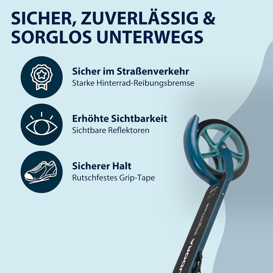 HUDORA BigWheel® 215 Scooter - Komfortabler Aluminium-Roller für bis zu 100kg - Höhenverstellbarer &