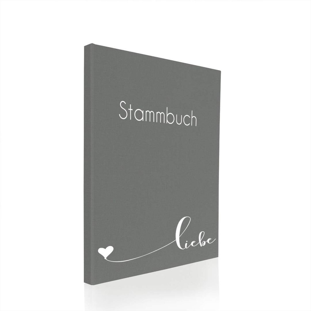 Hochzeitideal Stammbuch der Familie DIN A4 'Liebe' Leinen (dunkelgrau)