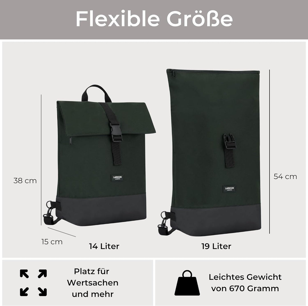 LARKSON Fahrradtaschen für Gepäckträger Damen & Herren Dunkelgrün - Tammo Bike - 2 in 1 Fahrrad Tasc