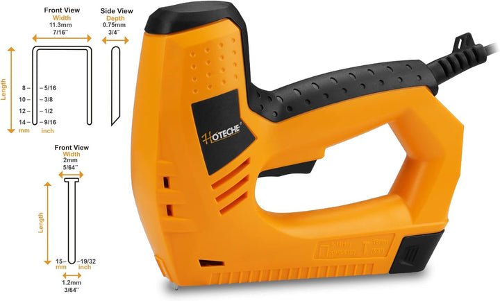 Hoteche Elektrotacker 220V 45W - Elektrischer Nagler mit 30/min Schlagfrequenz - Inkl. 400pcs 10mm U