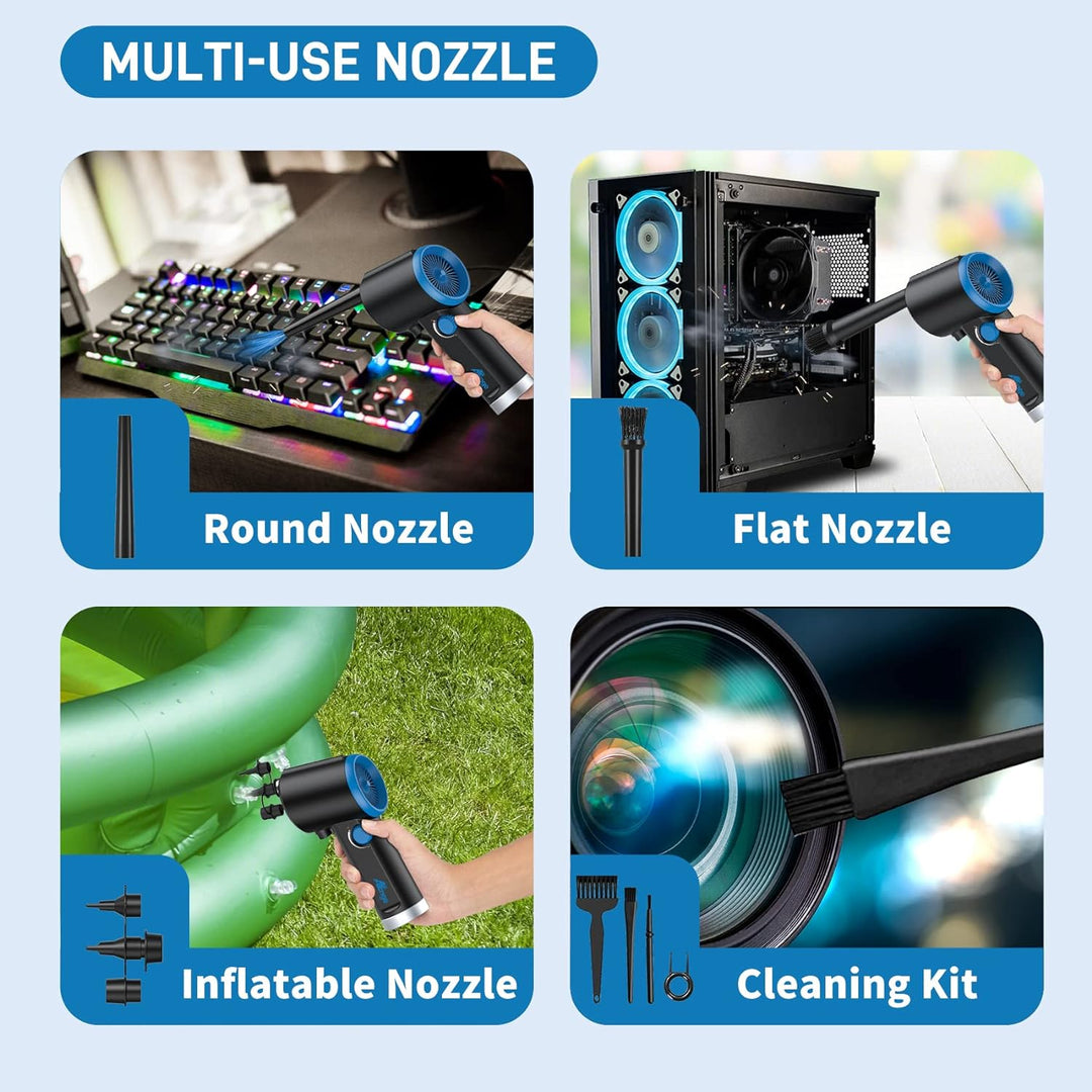 ATEngeus Elektrische Staubgebläse, 6000 mAh Druckluftspray Staubgebläse, Air Duster für Computer, St