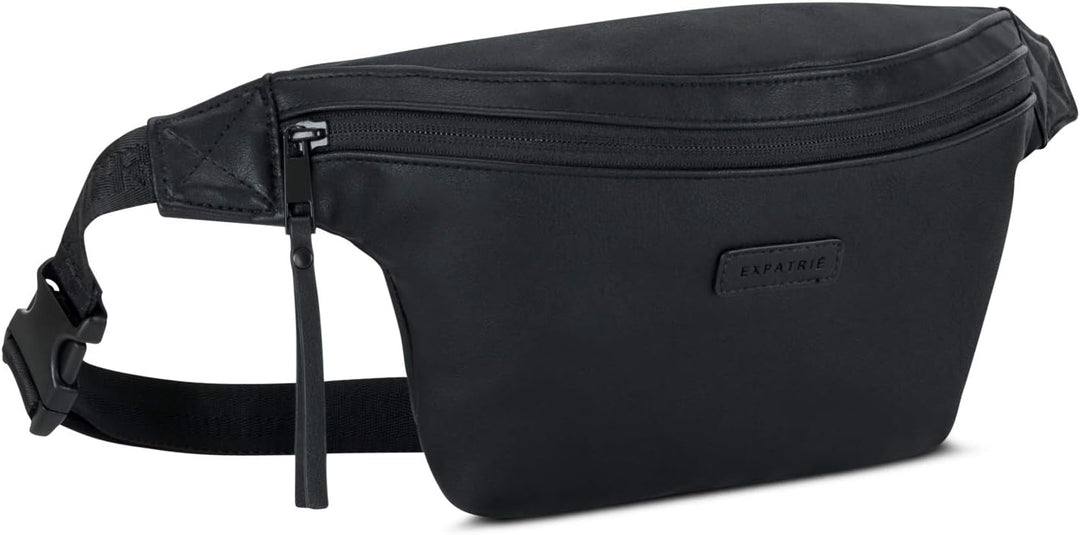 Expatrié Bauchtasche Damen Schwarz - Lucie - Mit Flexiblem Gurt & Schnellfach auf Rückseite - Vegane