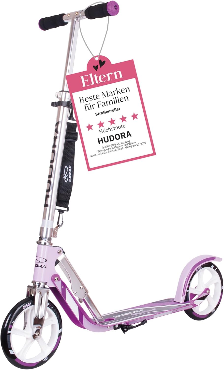 HUDORA BigWheel Scooter 205 - Stabiler Aluminium-Roller - Höhenverstellbarer & zusammenklappbarer Ci