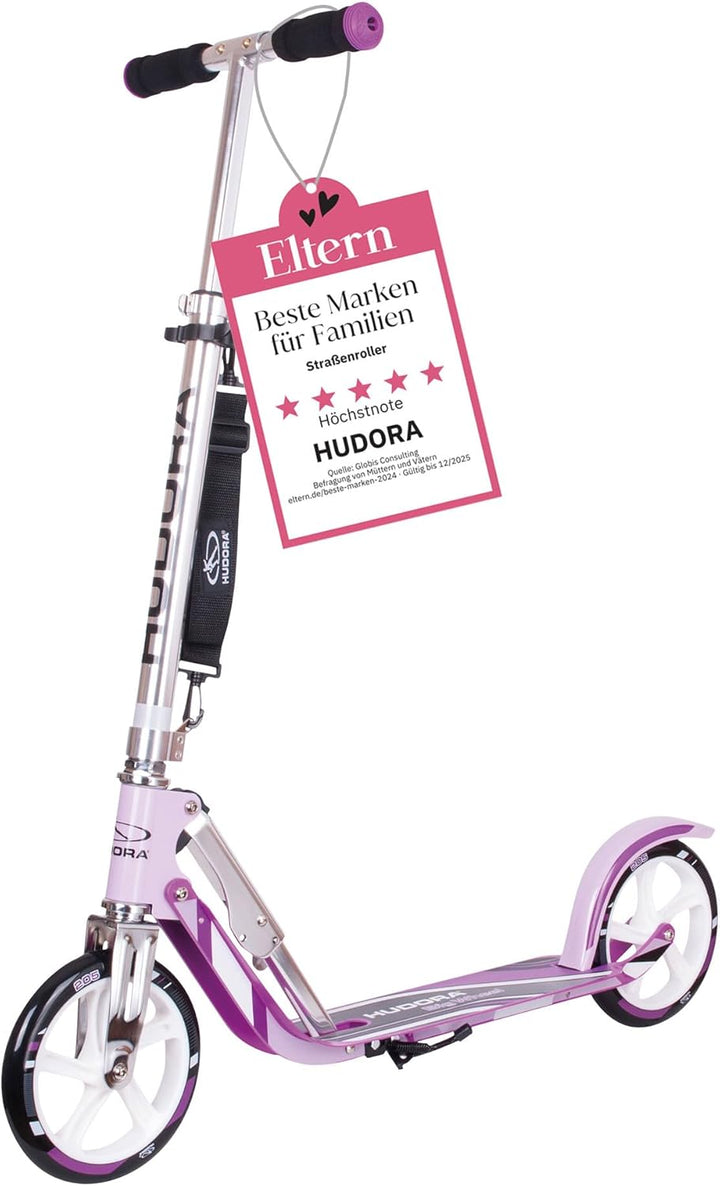 HUDORA BigWheel Scooter 205 - Stabiler Aluminium-Roller - Höhenverstellbarer & zusammenklappbarer Ci