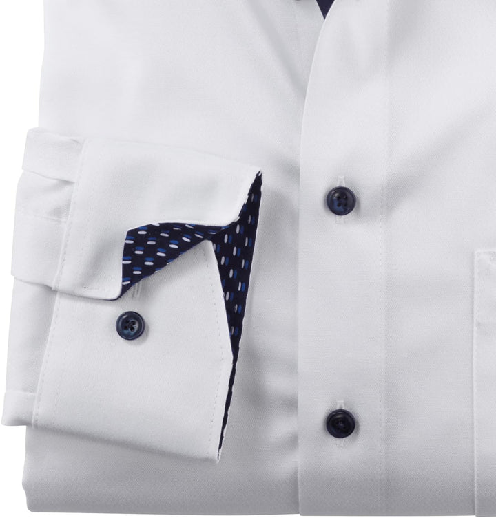OLYMP Herren Businesshemd Langarm Luxor,Einfarbig,modern fit,Global Kent 37 Weiss 00, 37 Weiss 00