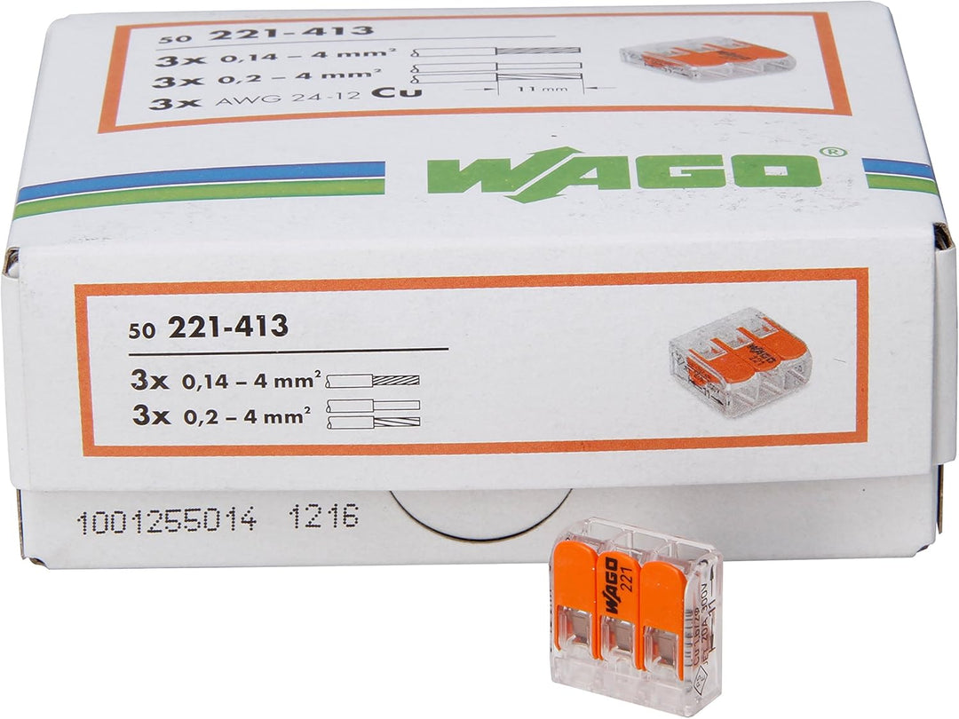Kopp 33346427 Wago Steckklemme 3-fach mit Hebel für Flexible Drähte Wiederöffenbar 1, 5 - 2, 5 mm² I