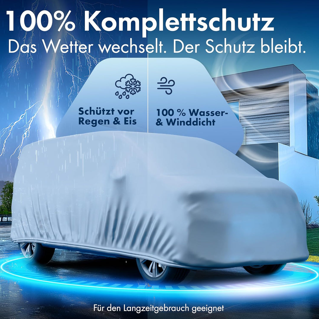 Walser Abdeckplane Auto All Weather Basic, Bus Abdeckplane wasserdicht XL Silber, 100% wetterfeste T